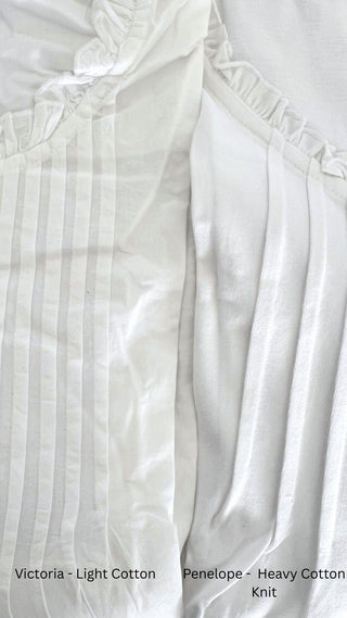 Victoria Long Sleeve Cotton Nightie - White