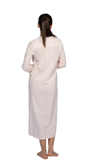 Victoria Long Sleeve Cotton Nightie - Pink