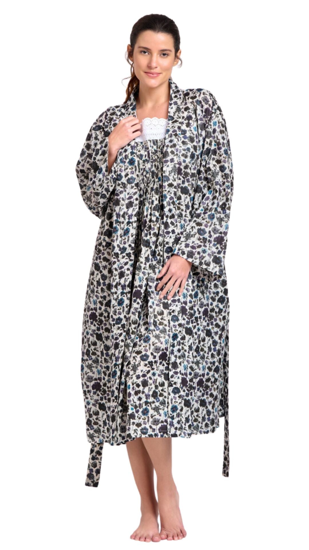 100% cotton dressing gown for women