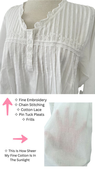 Embroidery nighties Australia White cotton plus sizes