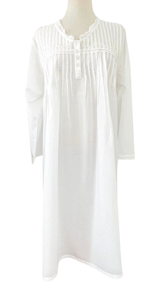 White Long Sleeve Cotton Nightdress by Arabella 