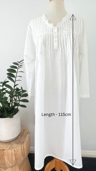 Arabella White Nightie long  length 115cm