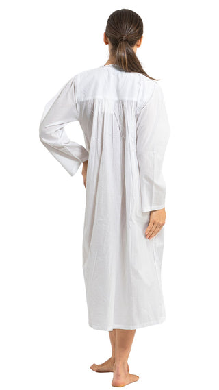 Whisper Long Sleeve White Cotton Nightgown