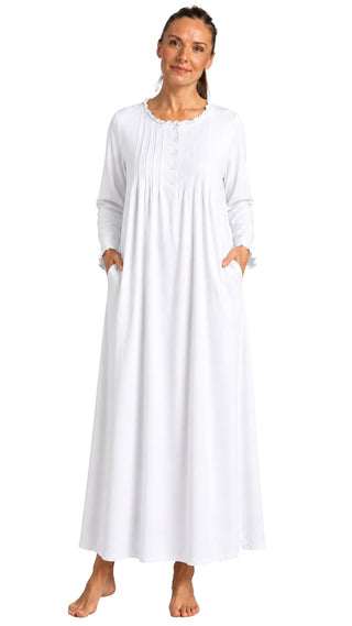 Penelope Stretch Cotton Nightie - White