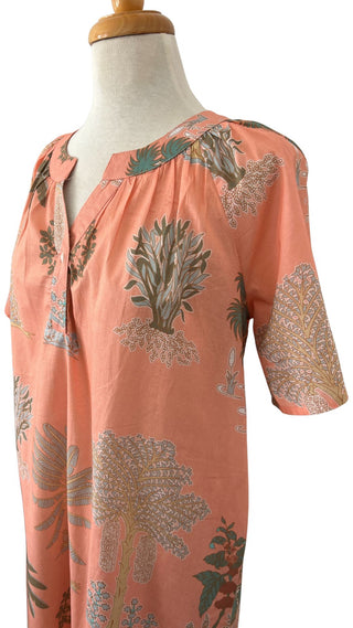Bangalow Palm Short Sleeve Nightie - Coral Pink