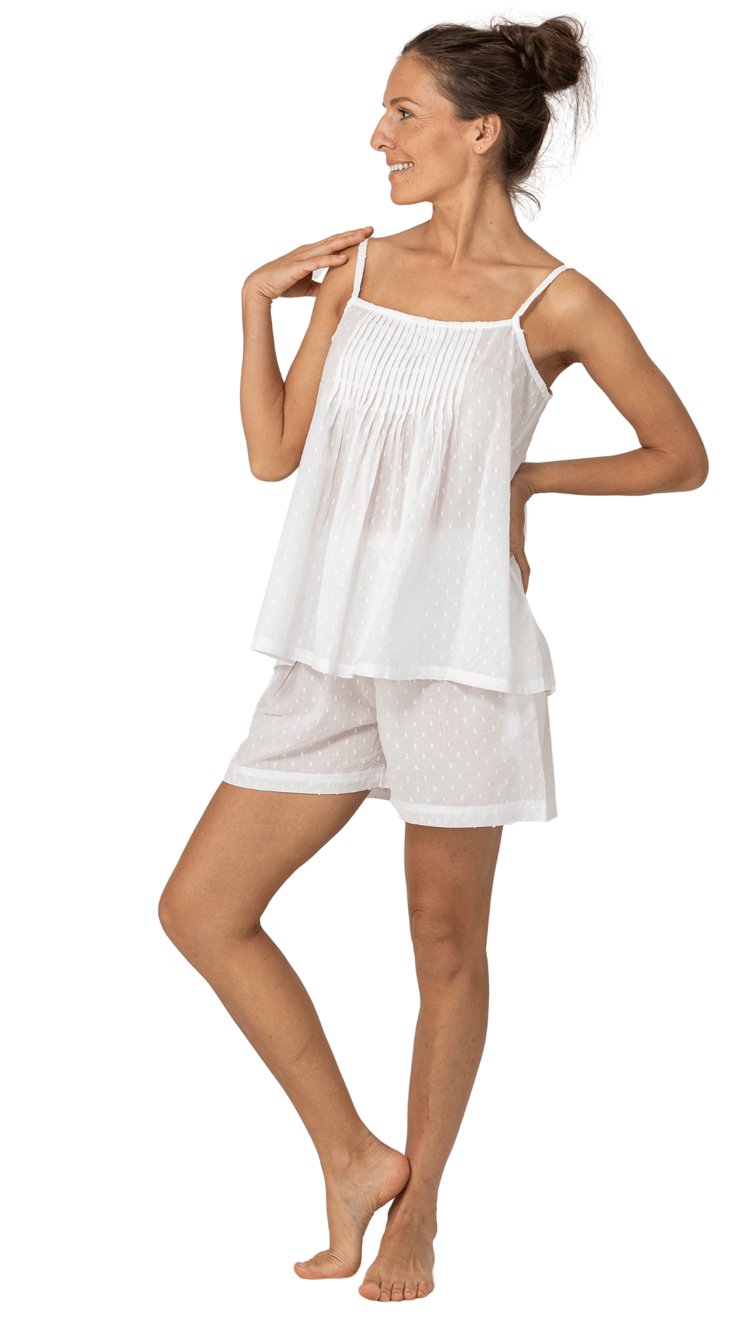 white-cotton-pyjama-set-on-model-with-white-background