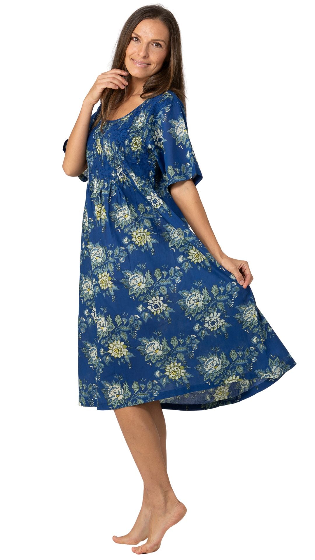 blue and yellow floral sleepwear