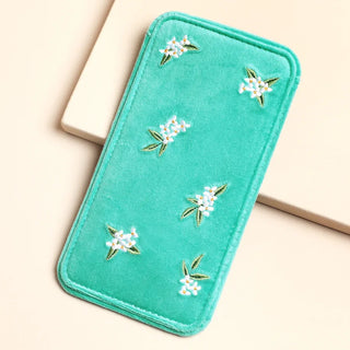 Turquoise Velvet Glasses Case
