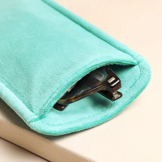 Turquoise Velvet Glasses Case